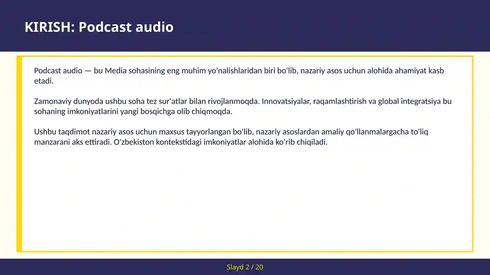 Podcast audio 2