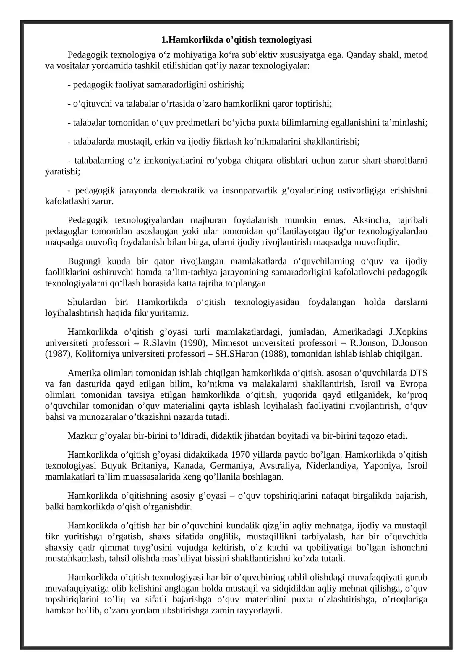 Hamkorlikda o’qitish texnologiyasi 2
