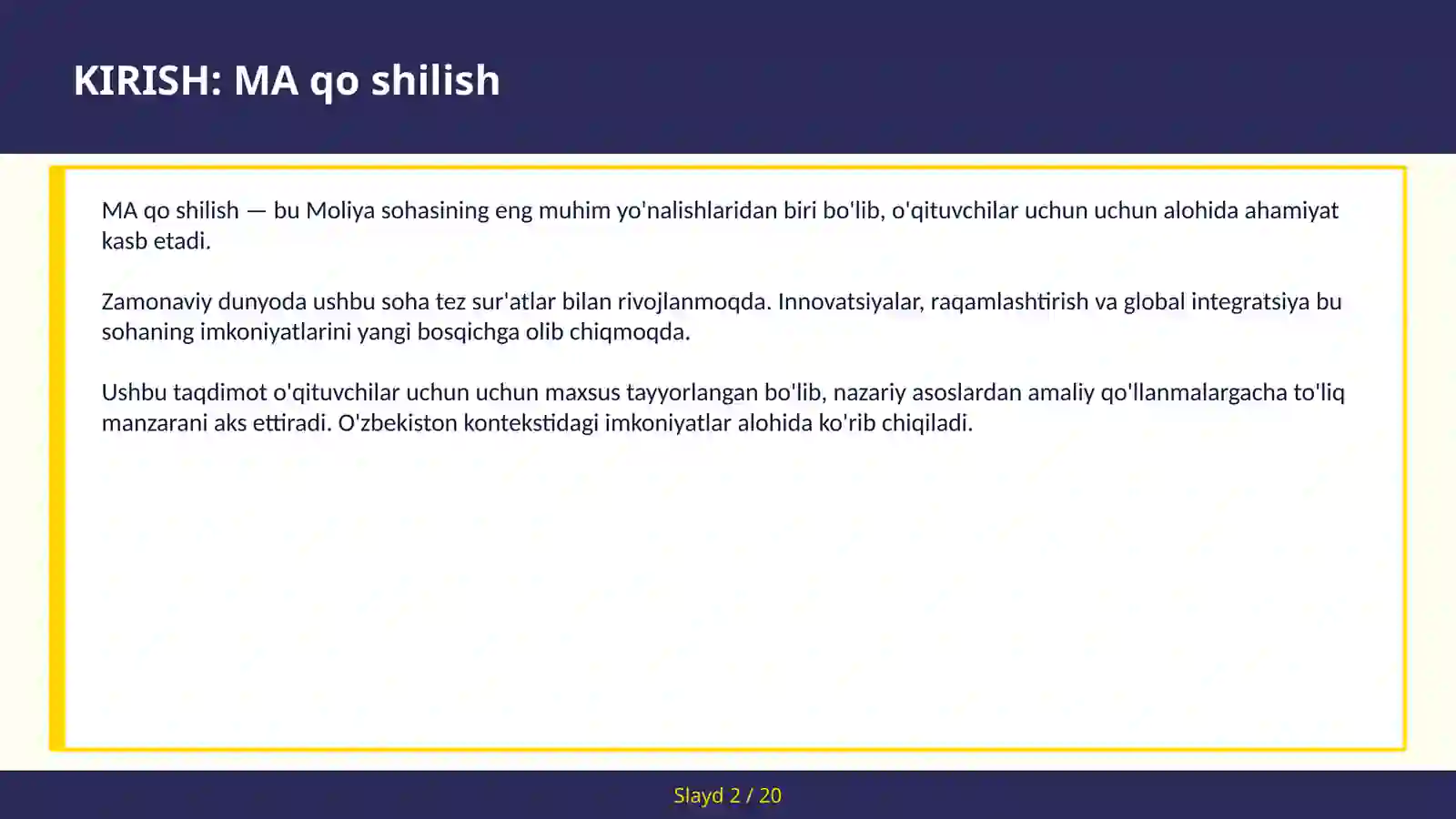 MA QO SHILISH 2