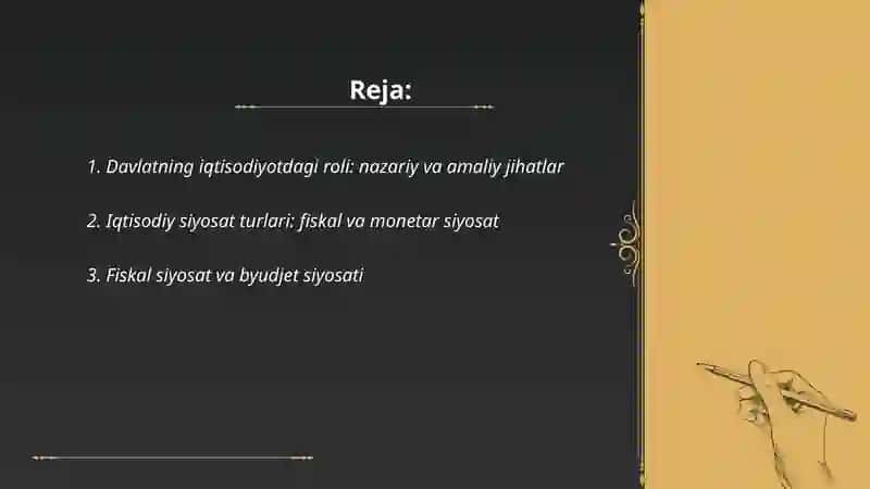 Davlatning iqtisodiyotdagi ruli va iqtisodiy siyosat 2