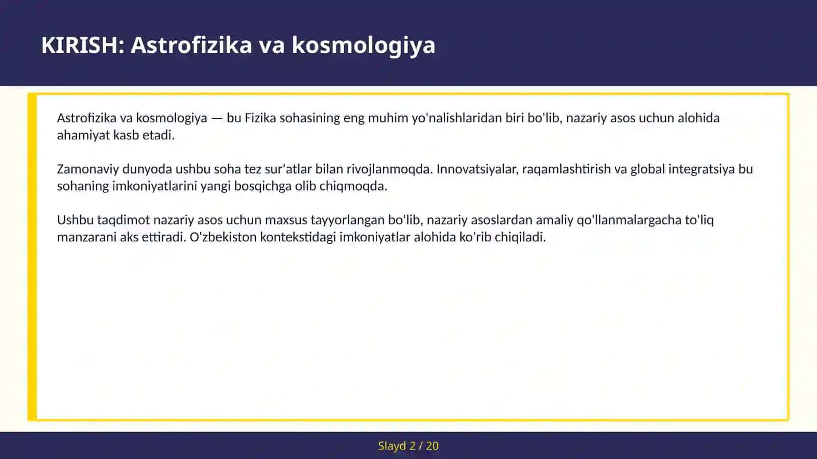 ASTROFIZIKA VA KOSMOLOGIYA 2