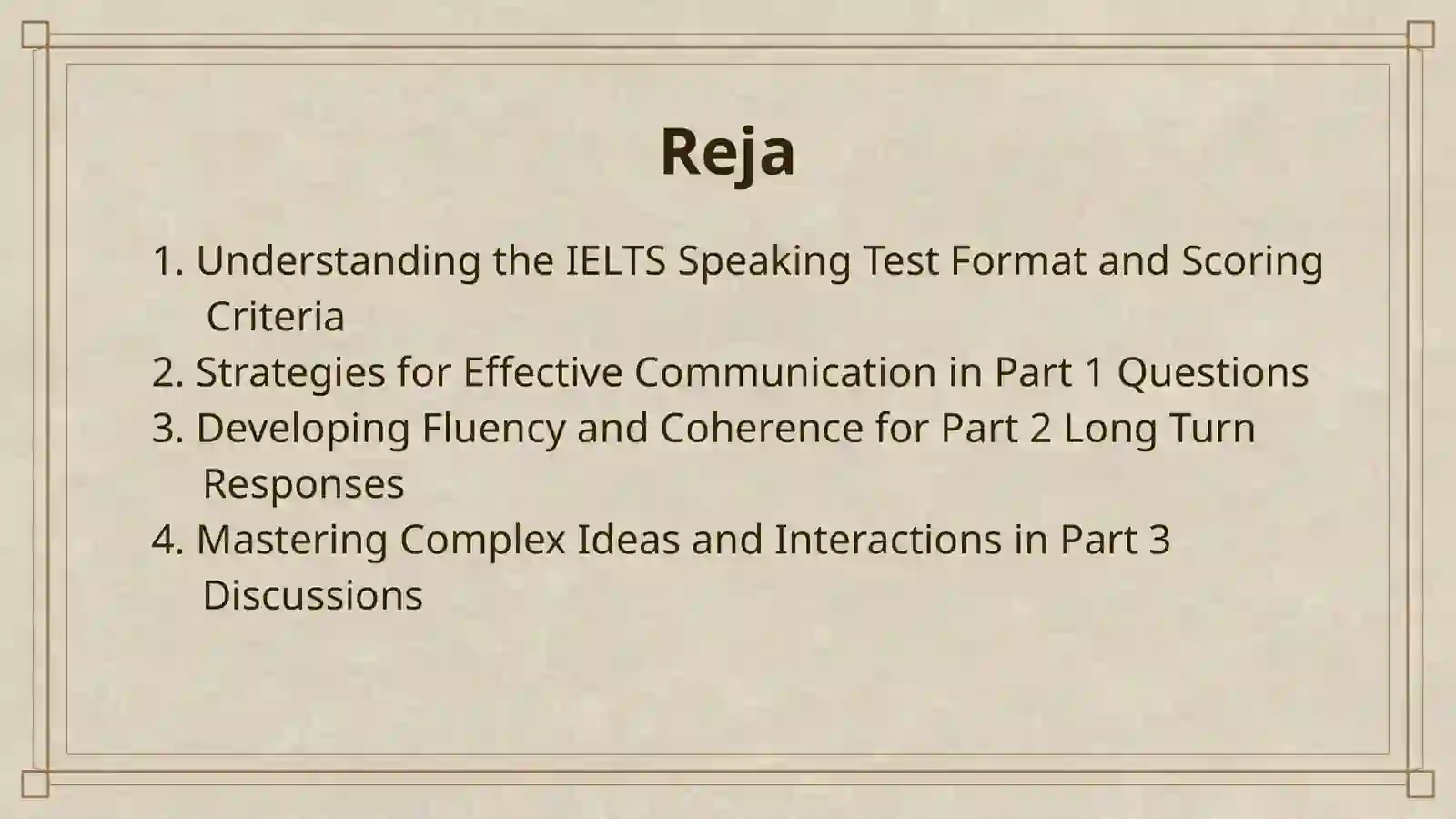 IELTS SPEAKING MOCK 2