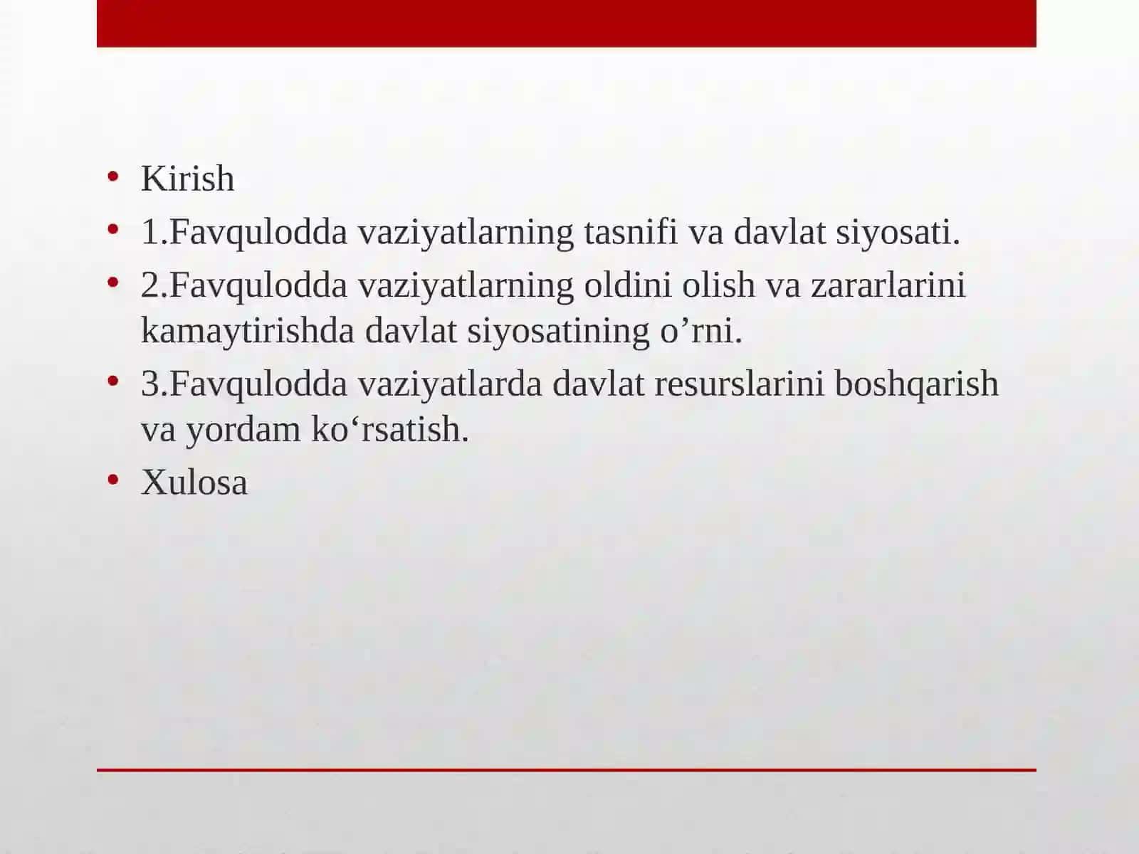 Favqulodda viyatlarda davlat siyosati 2