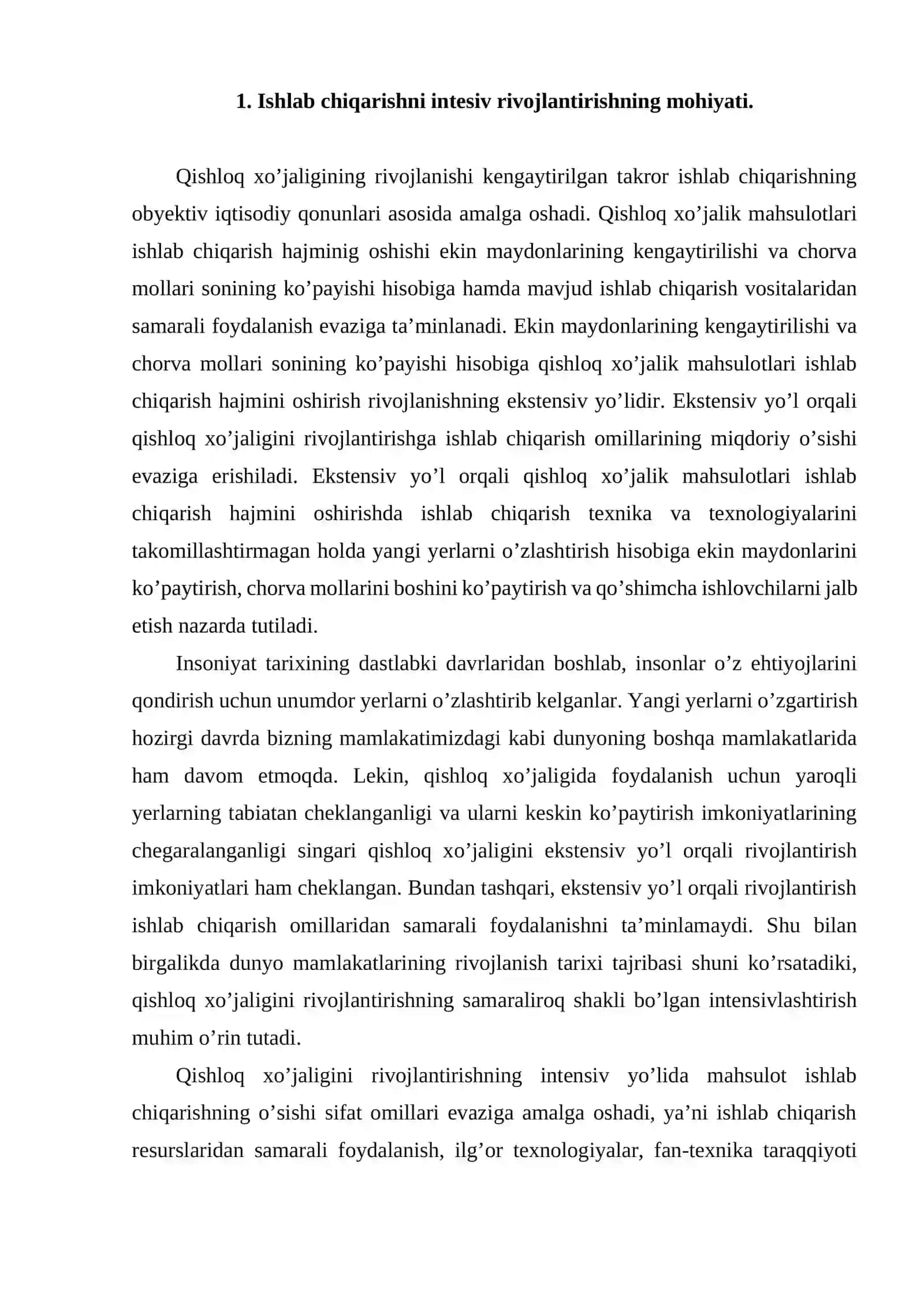 Qishloq xo’jaligini intensivlashtirishning samaradorligini oshirish 2