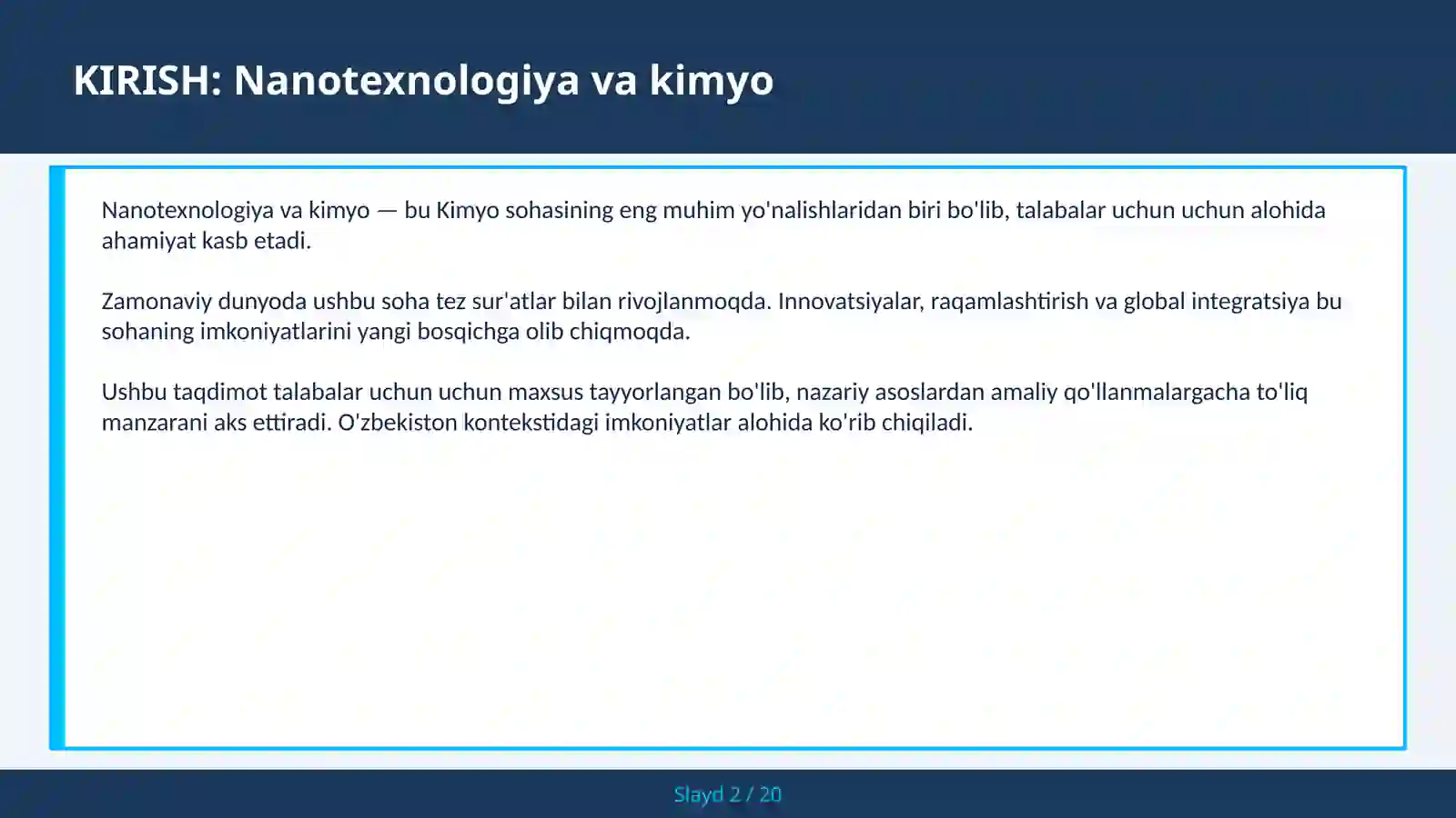 NANOTEXNOLOGIYA VA KIMYO 2