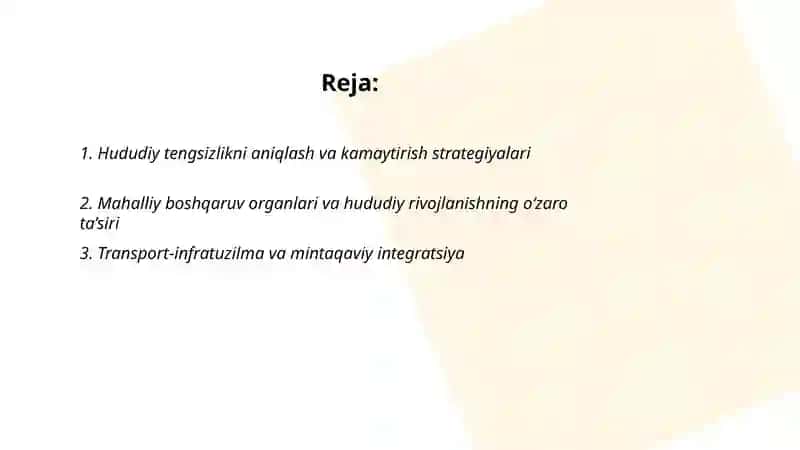 Hududiy tengsizlikni aniqlash va kamaytirish strategiyalari 2