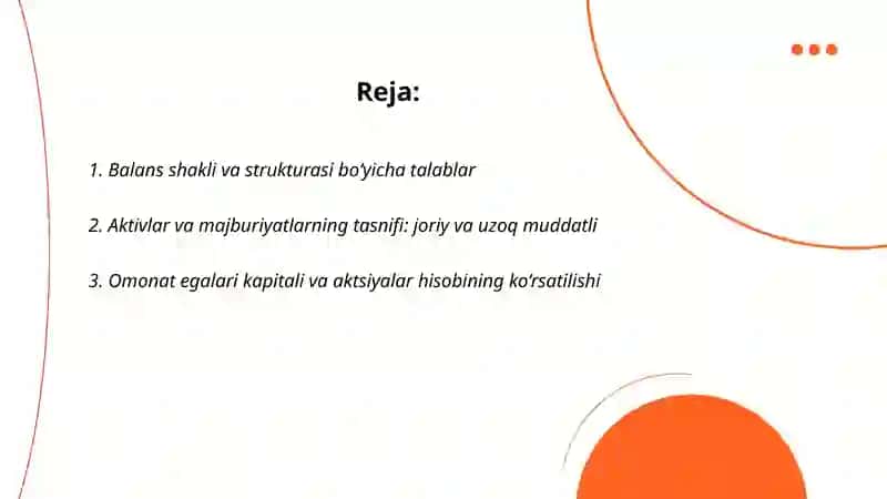 Balansga qo’yiladigan xalqaro va milliy talablari 2