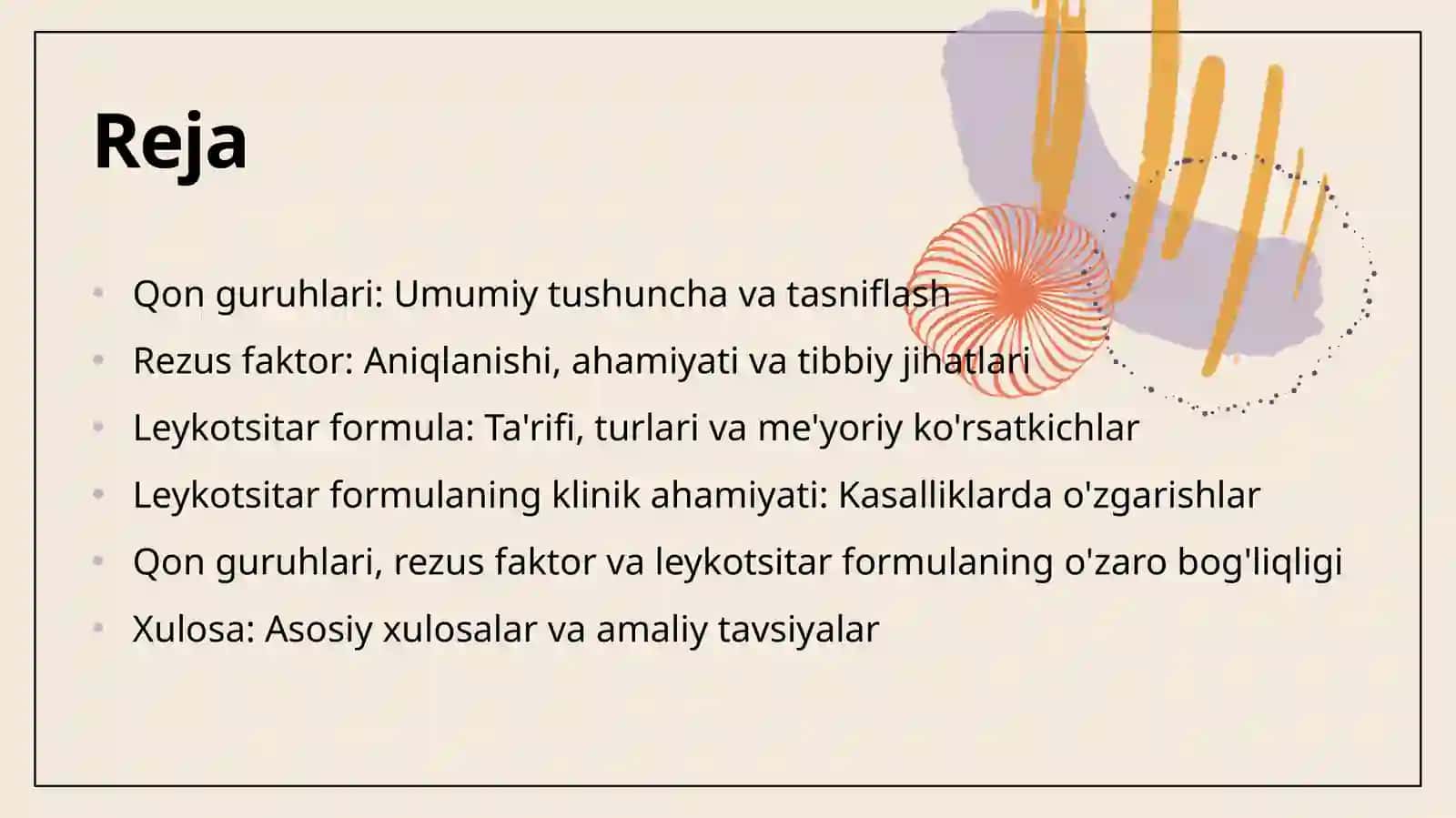 Qon guruhlari va rezus faktor.Leykotsitar formula va uning ahamiyati 2