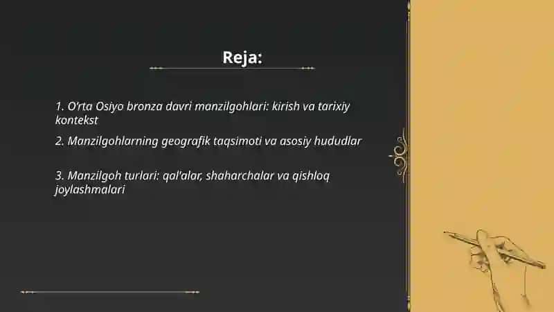 O‘rta Osiyo bronza davri manzilgohlari 2
