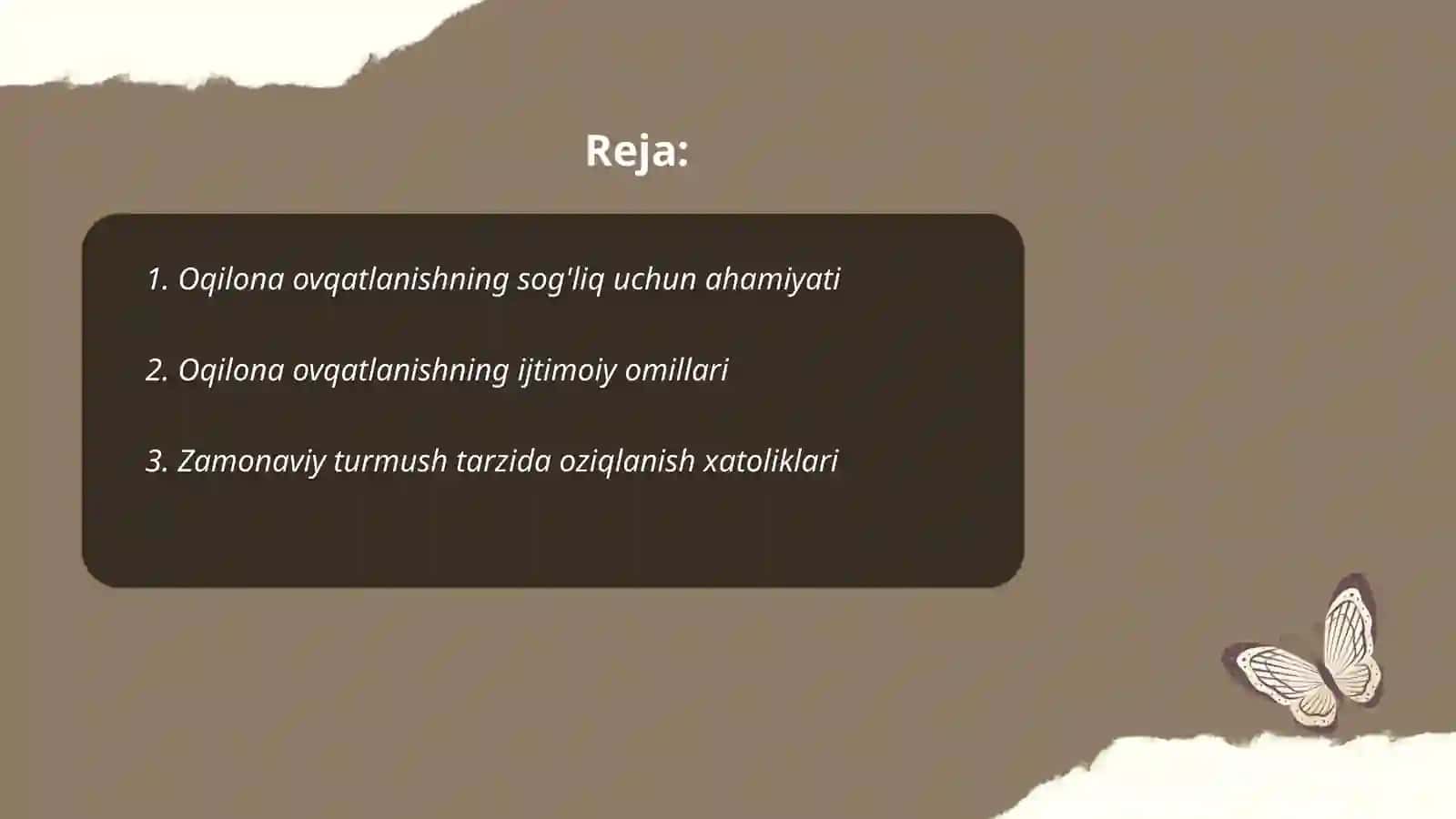 Oqilona ovqatlanish-zamonaviy dolzarb muommo ekanligi 2