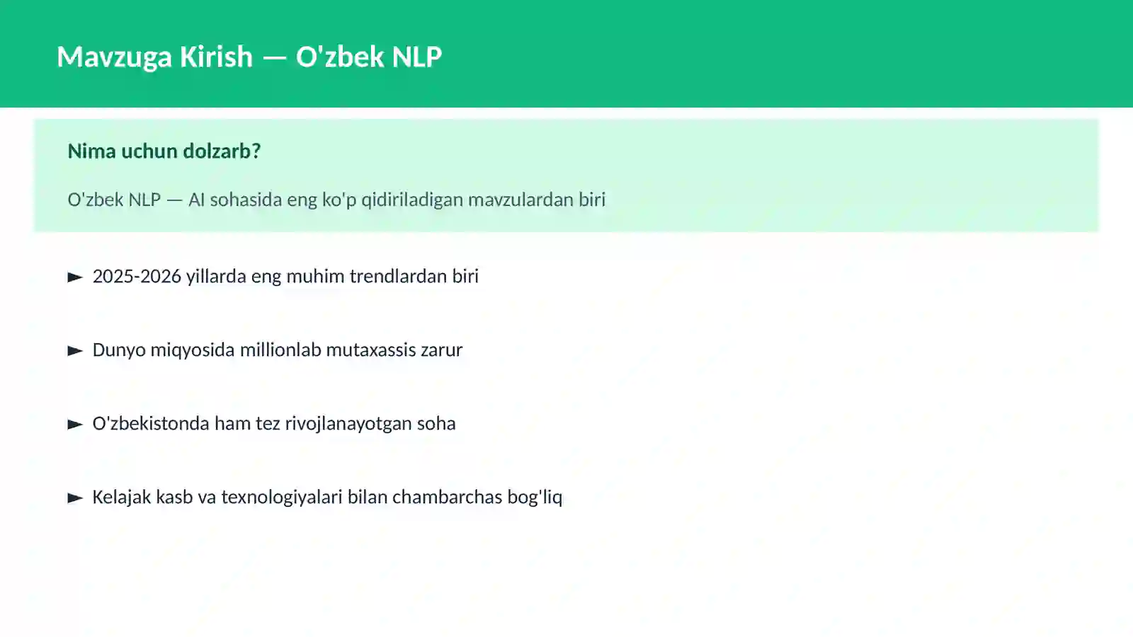 O'zbek NLP 2