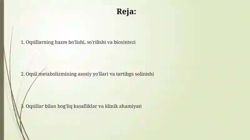Odamorganizmi da oqsillarning biokimyoviy o'zgarishi 2