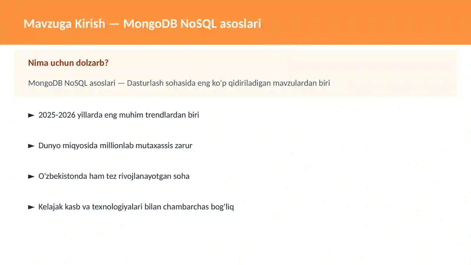 MongoDB NoSQL asoslari 2
