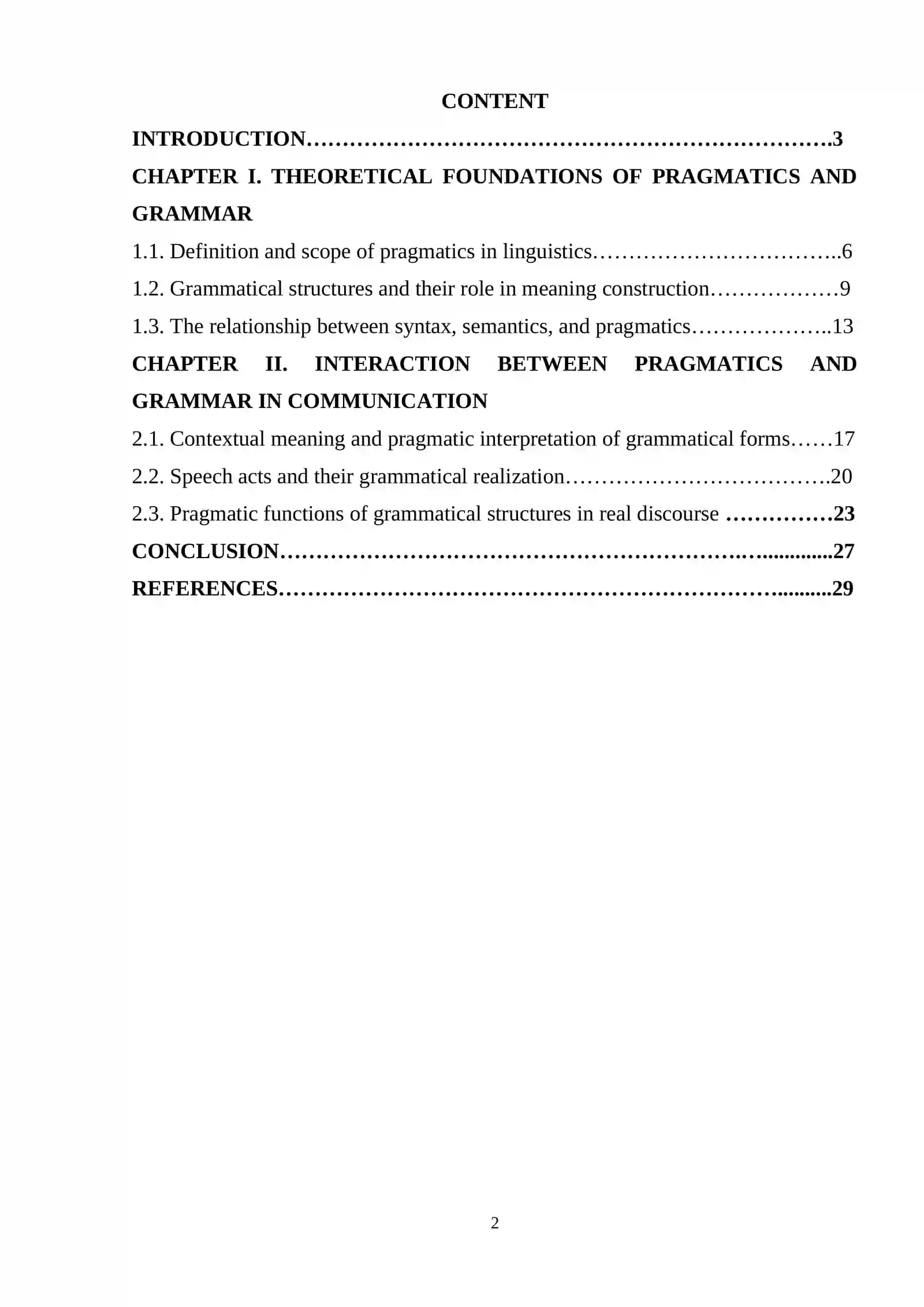 Pragmatics and Grammar Interface 2