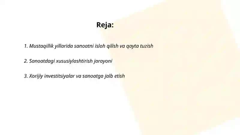 Mustaqillik yillarida sanoat sohasidagi õzgarishlar 2