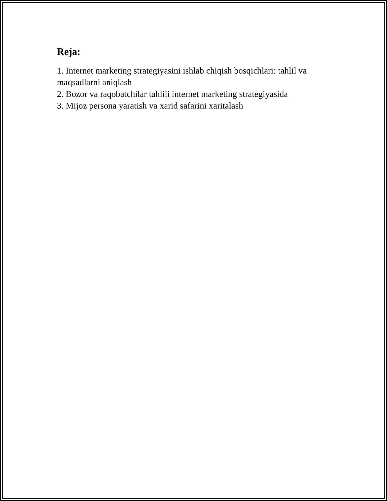INTERNET MARKETING STRATEGIYASINI ISLAB CHIQISH 2