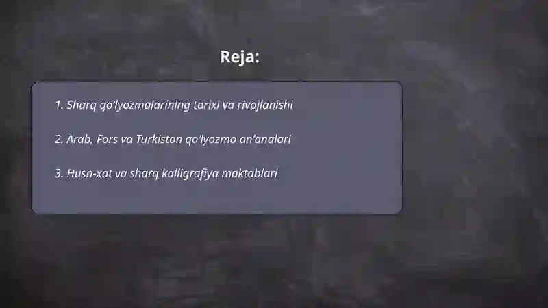 Sharq qoʻlyozmalari xazinalari 2