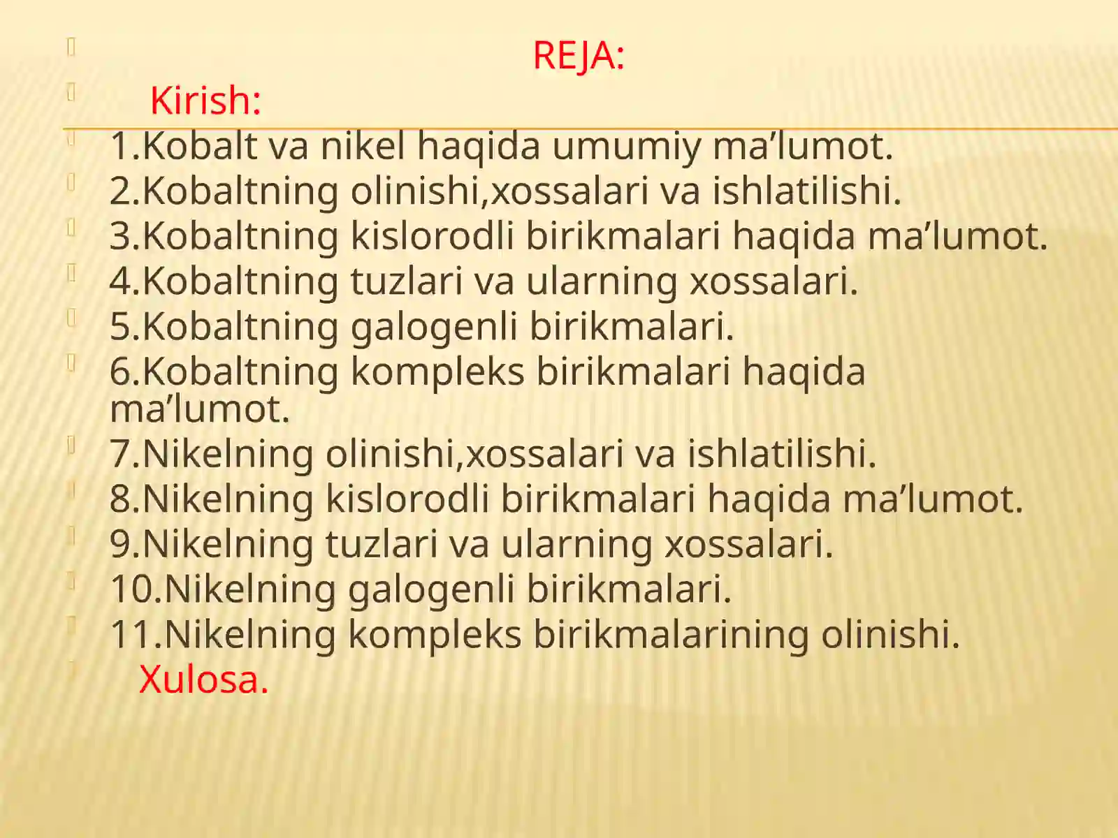 Kobalt-vanikel birikmalarining olinishi va xossalari 2