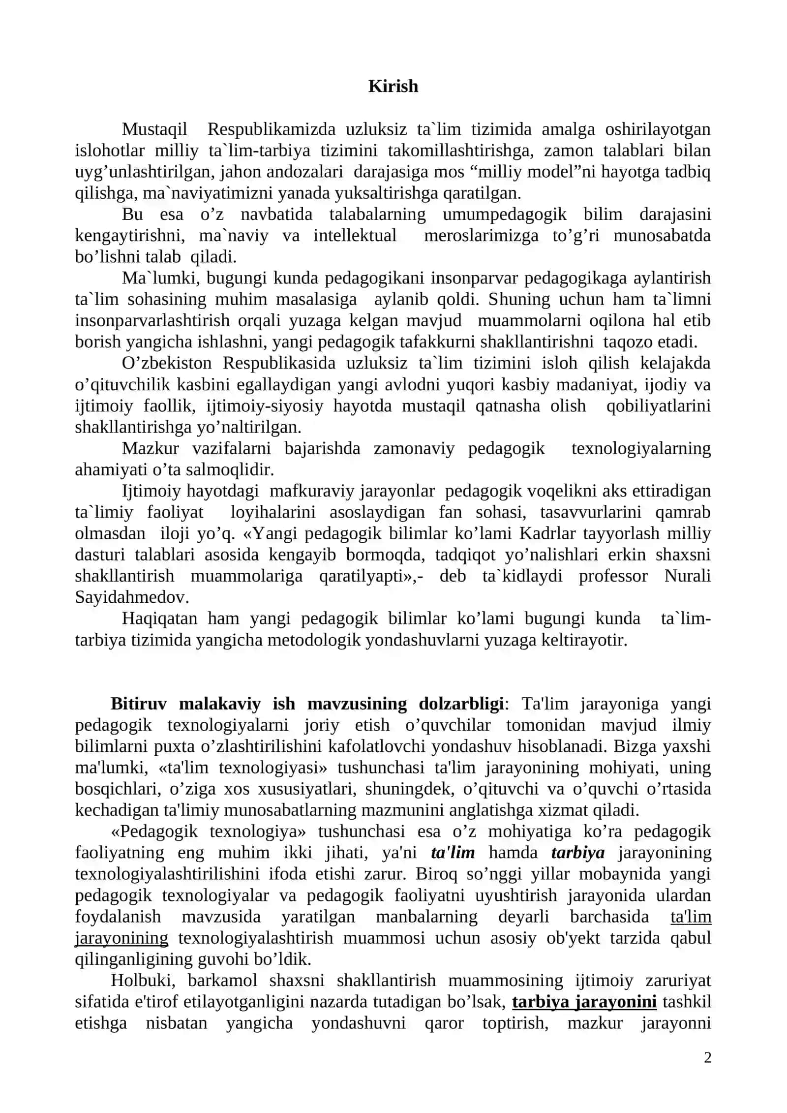Tarbiya texnologiyasi 2
