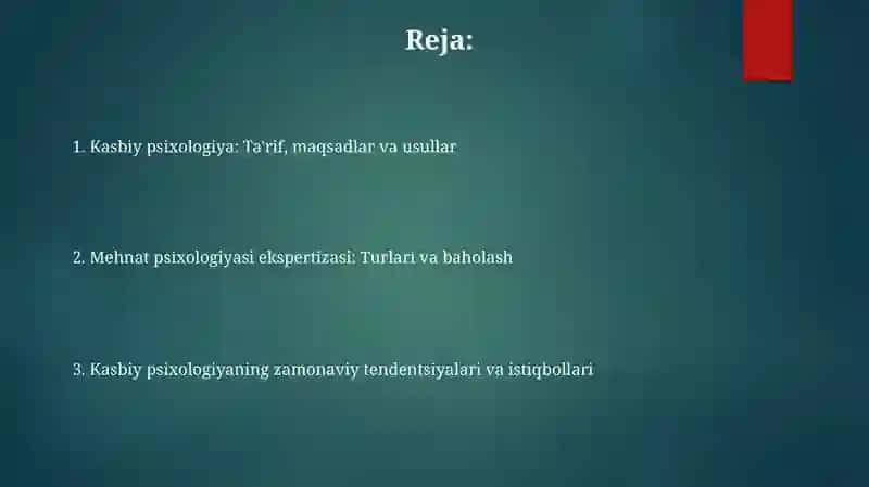 Psixologik professiografiyasi.Mehnat psixologiyasi ekspertizasi 2