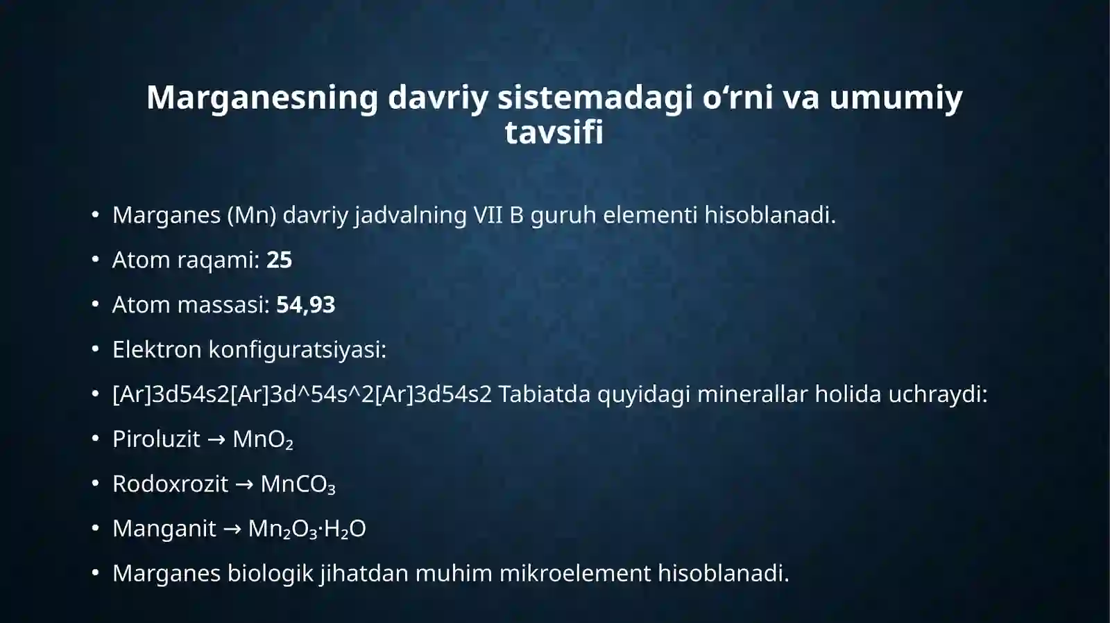 Marganes(VII) birikmalar va ularning xossalari 2