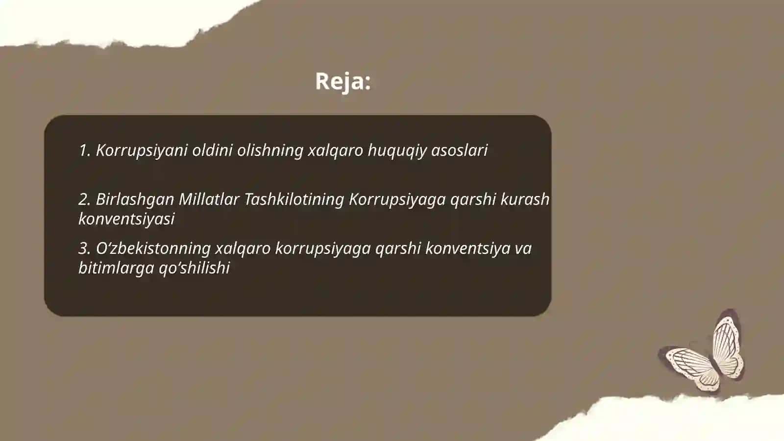 Korrupsiyaga qarshi kurash boʻyicha xalqaro qonunlar va qarorlarning Oʻzbekistonda ratifikatsiya qilishning ahamiyati 2