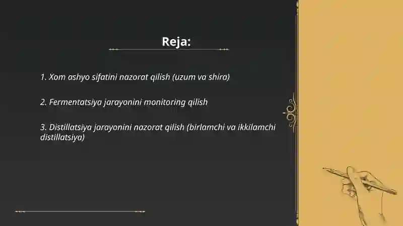 Konyak ishlab chiqarish nazorati 2