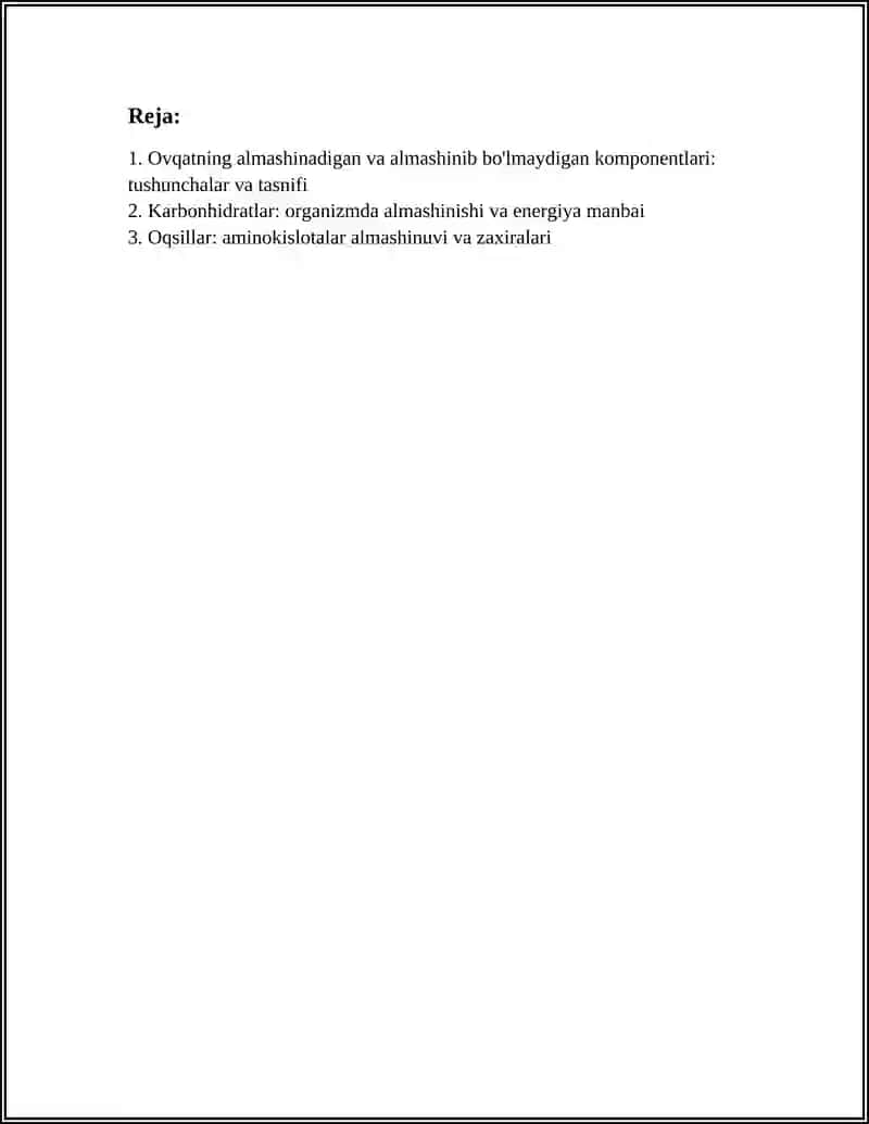 OVQATNING ALMASHINADIGAN VA ALMASHINIB BO'LMAYDIGAN KOMPONENTLARI 2