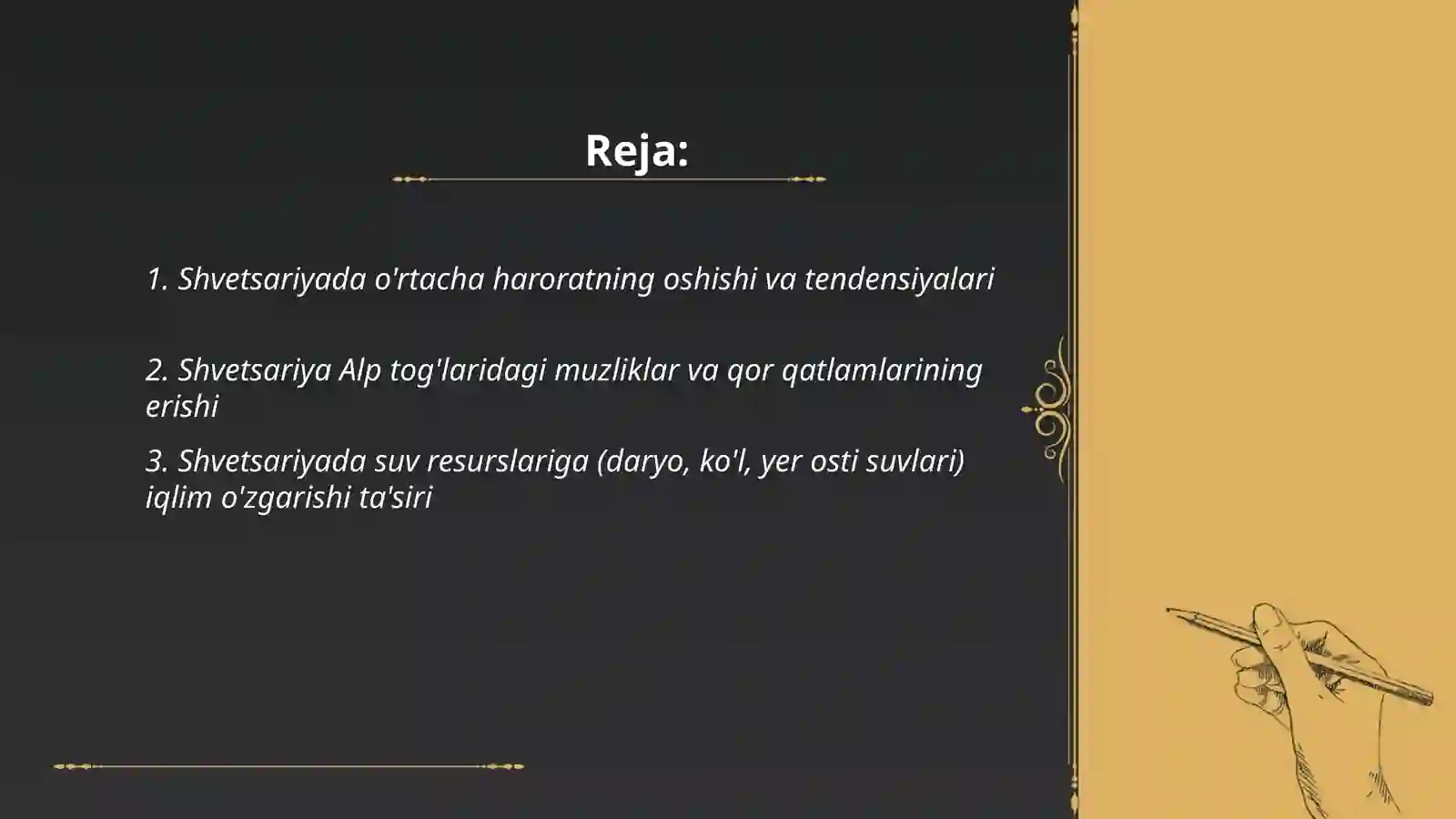 Shvetsariya iqlim o’zgarishi 2