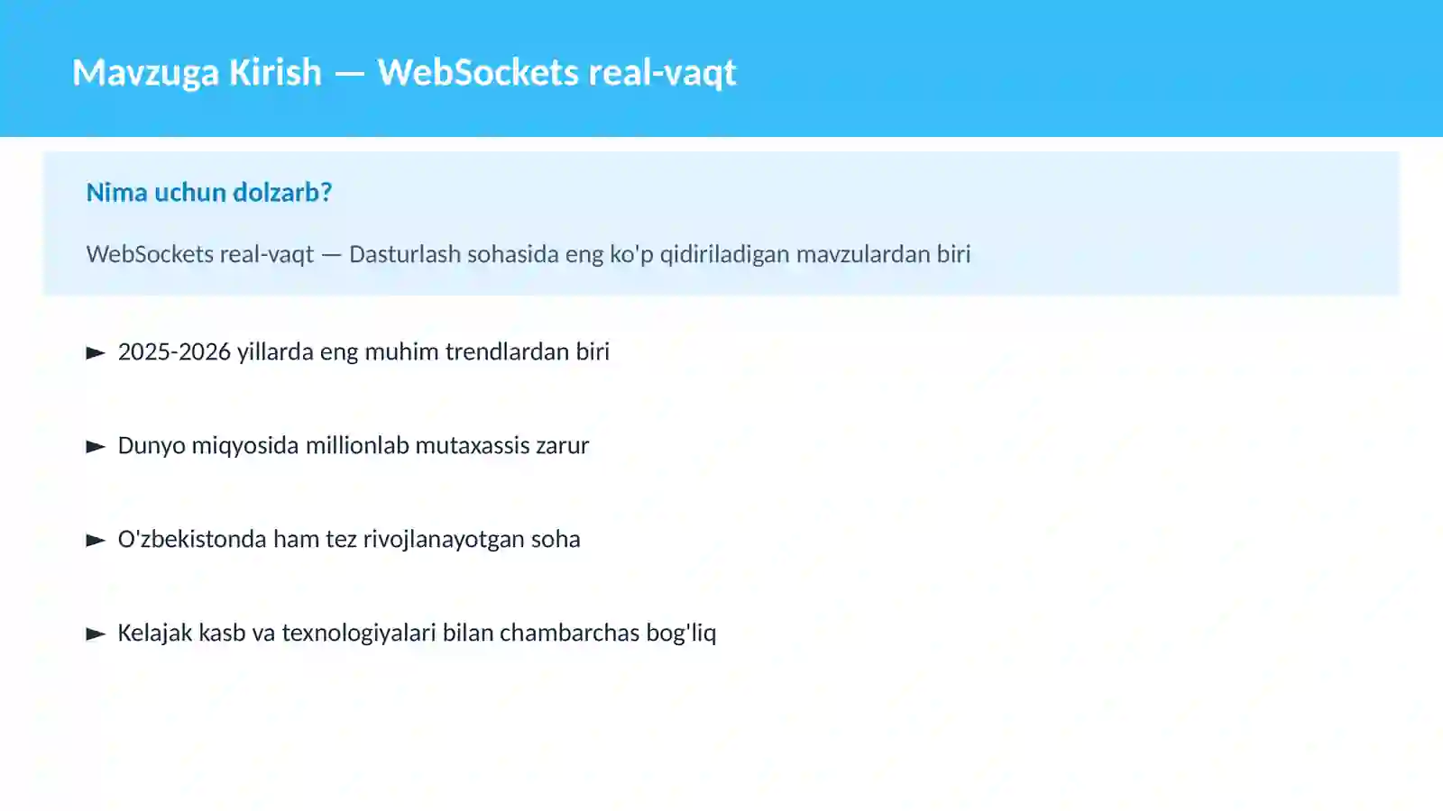 DASTURLASH | JAVASCRIPT VA WEB 2