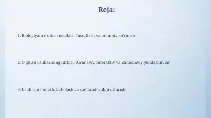 Biologiya oʻqitish metodlari va ularni klassifikatsiyasi 2