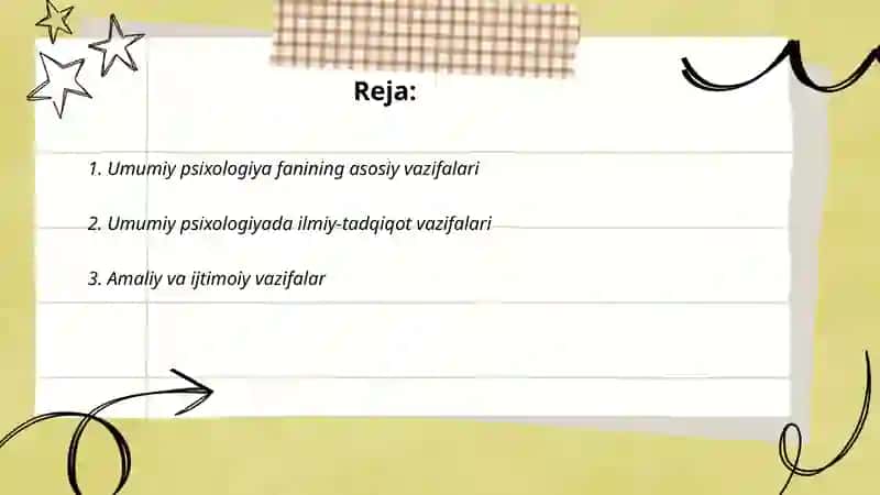 Umumiy psixologiya fanining vazifalari va metodlari 2