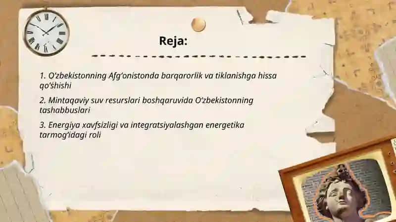 Oʻzbekistonning Markaziy Osiyodagi tinchlik va barqarorlikni taʼminlashdagi oʻrni 2