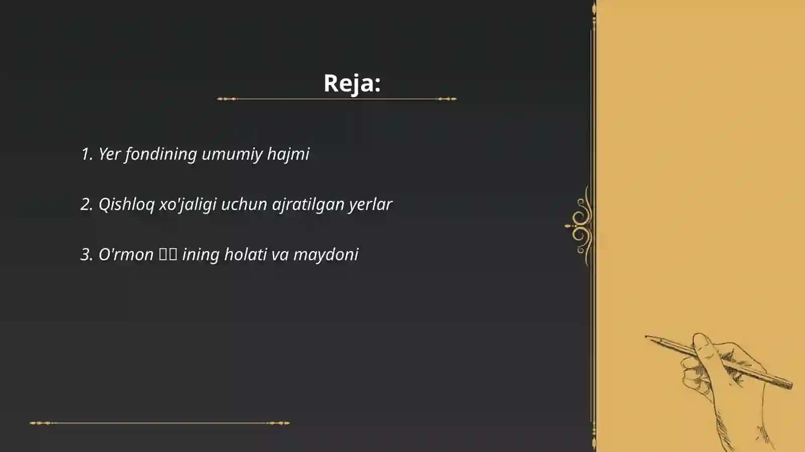 Òzbekiston Respublikasi yer fondining miqdori va sifati holati tahriri 2