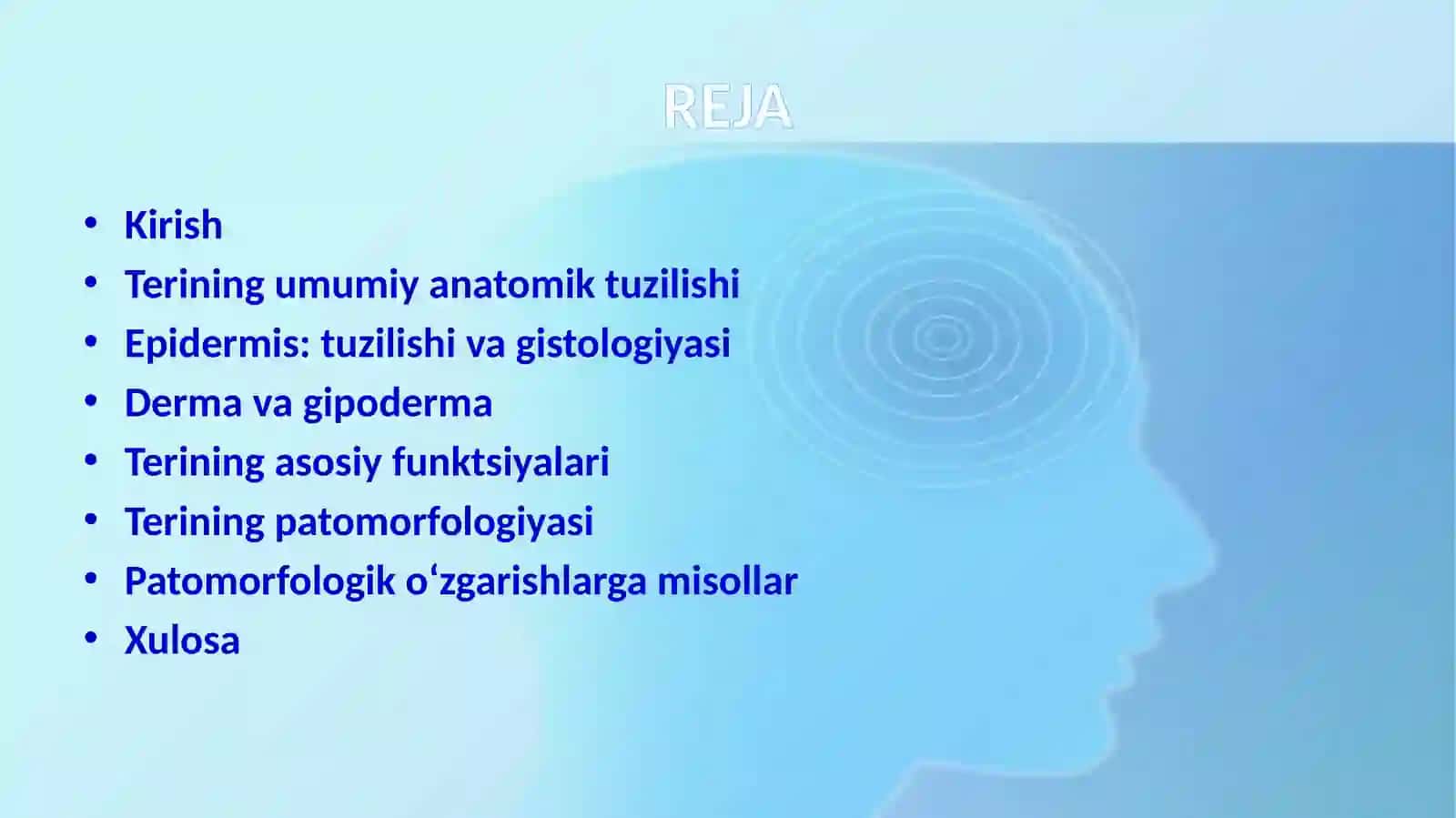 Terining anatomiyasi, gistologiyasi va patomorfologiyasi. Terining asosiy funktsiyalari. 2