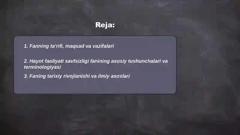 Hayot faoliyati xavfsizligi 2