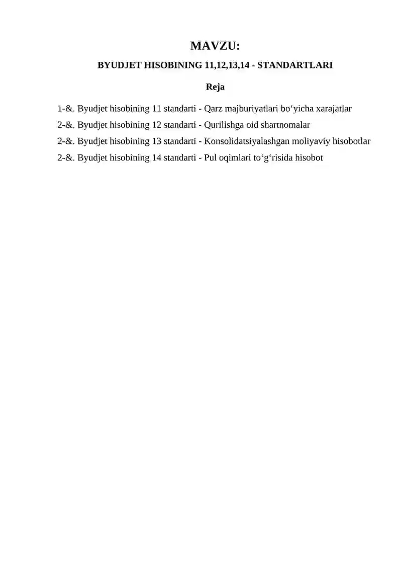 BYUDJET HISOBINING 11,12,13,14 - STANDARTLARI 2