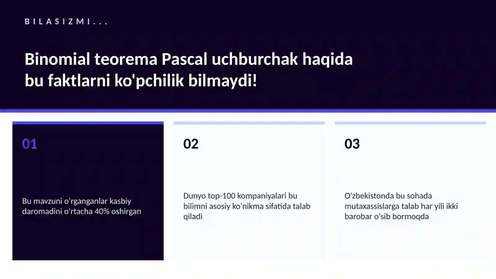 Binomial teorema Pascal uchburchak 2