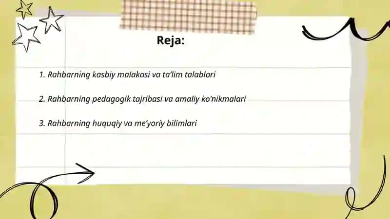Maktabgacha taʼlim tashkilotlarida rahbari va unga qoʻyiladigan talablar 2