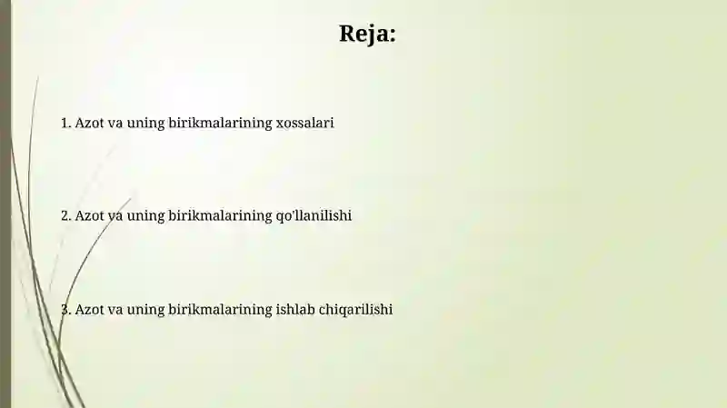 Azot va uning birikmalarini olinish va xosalari 2