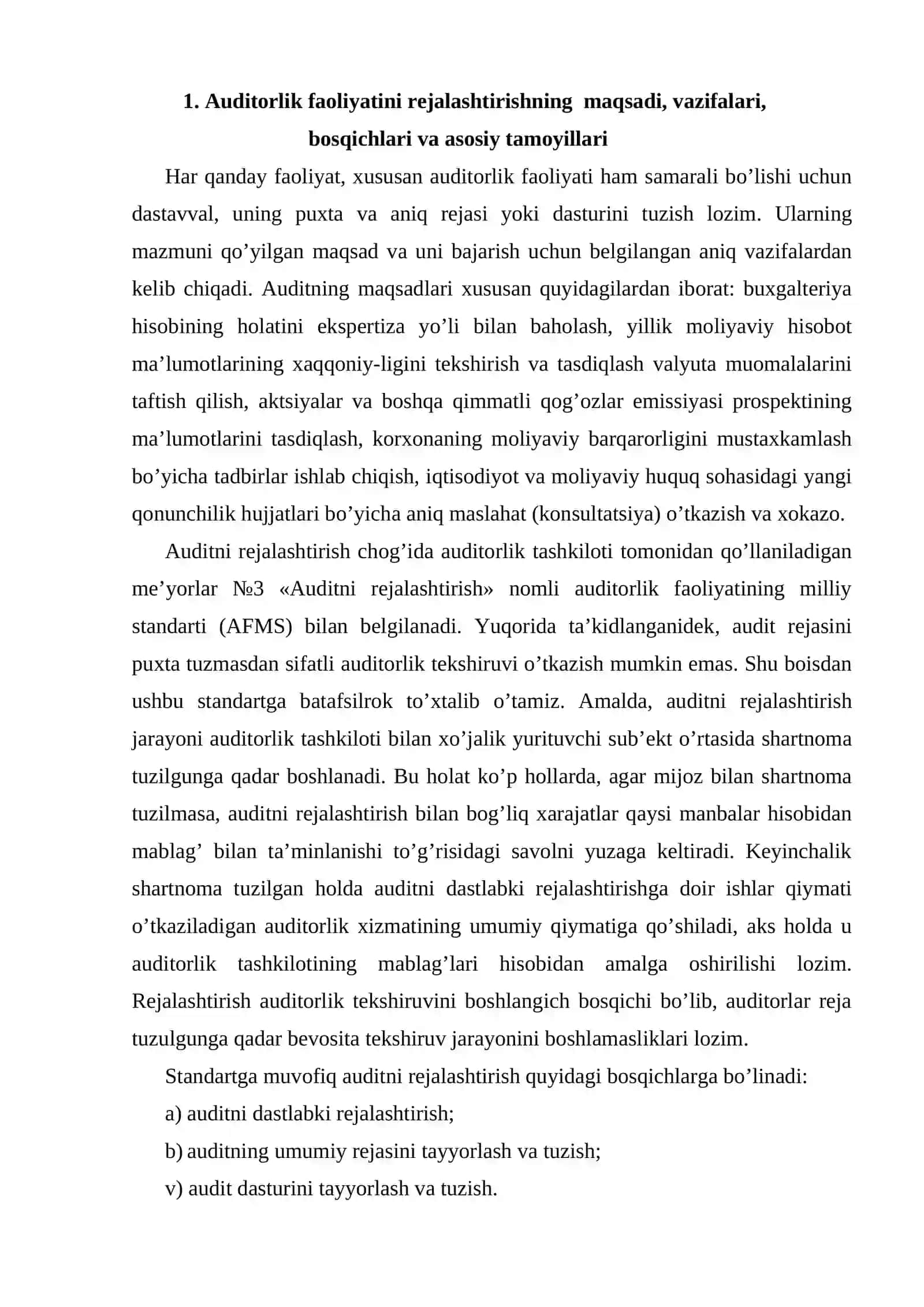 Auditorlik faoliyatini rejalashtirish 2
