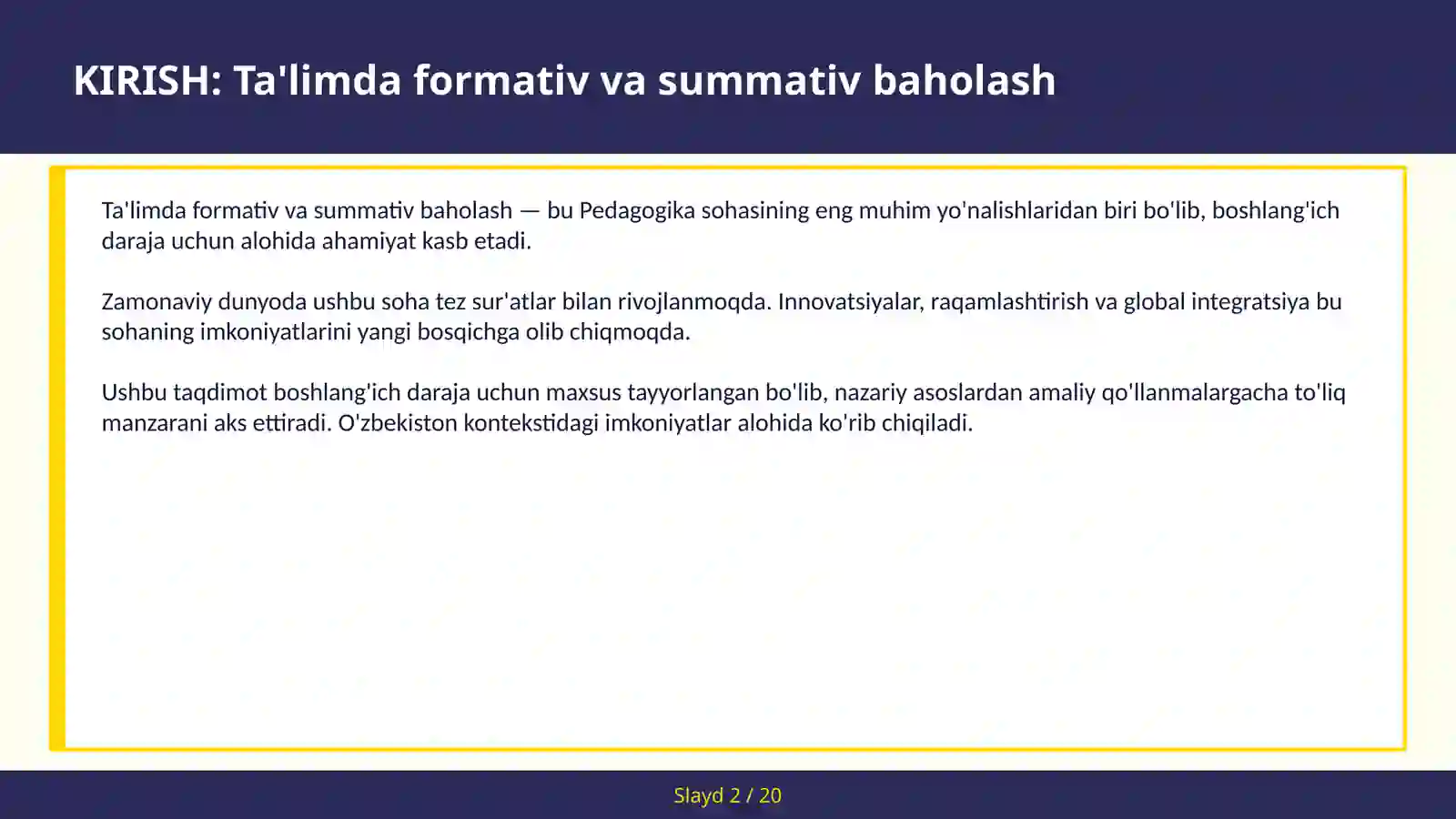 Ta'limda formativ va summativ baholash 2
