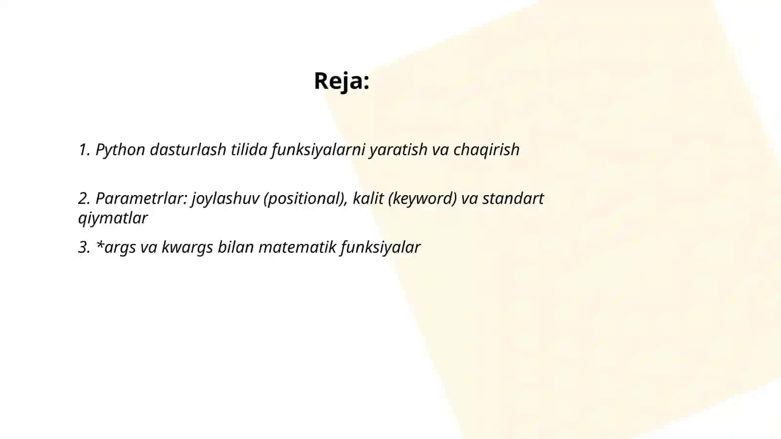 Phyton dasturlash tilida funksiyalar. Matematik funksiyalar 2