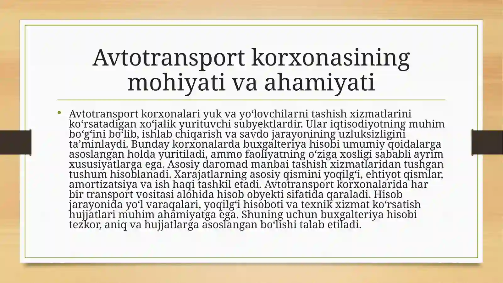 Avtotransport korxonaslarida buxgalteriya hisobi 2
