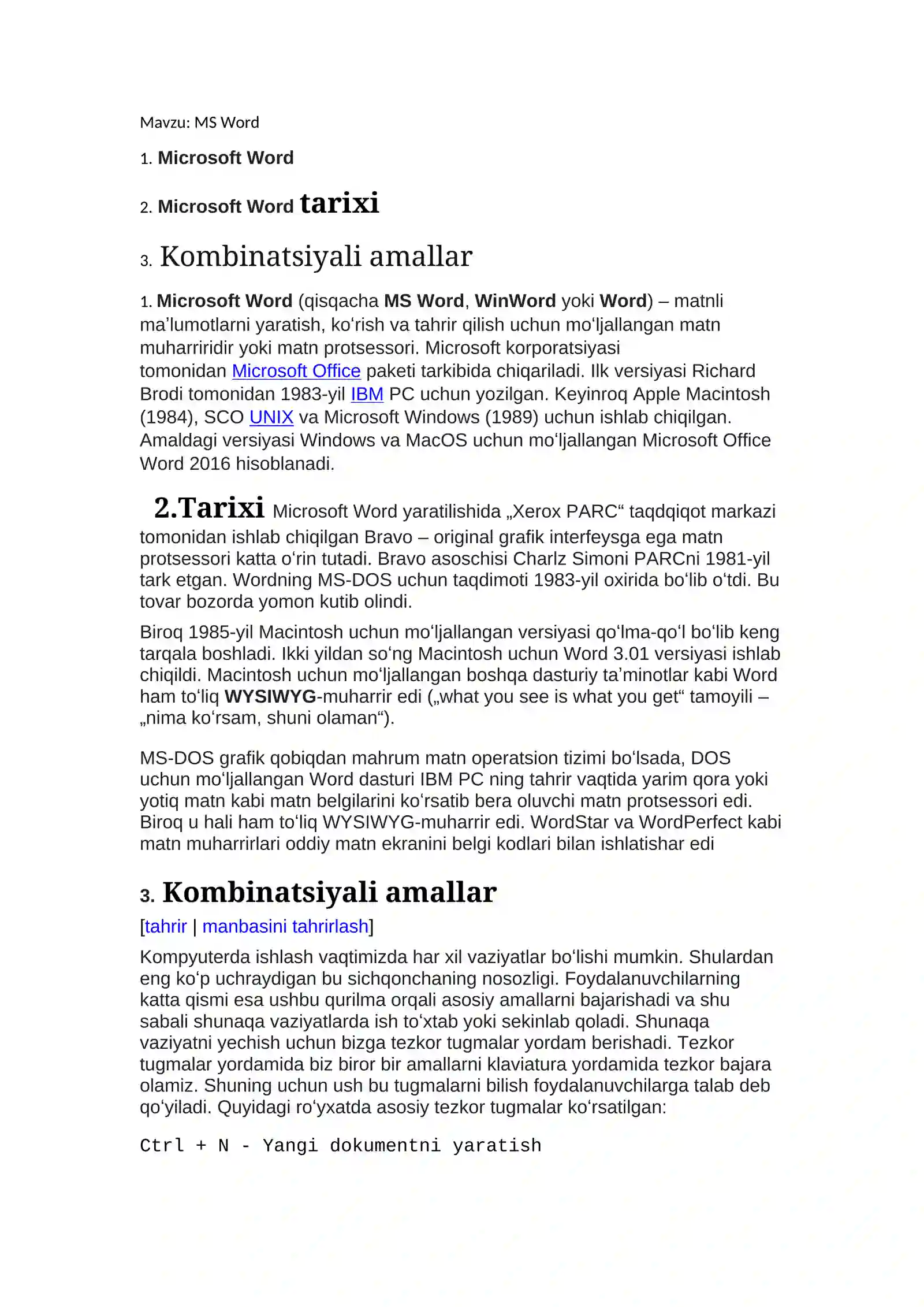 MS Word 2