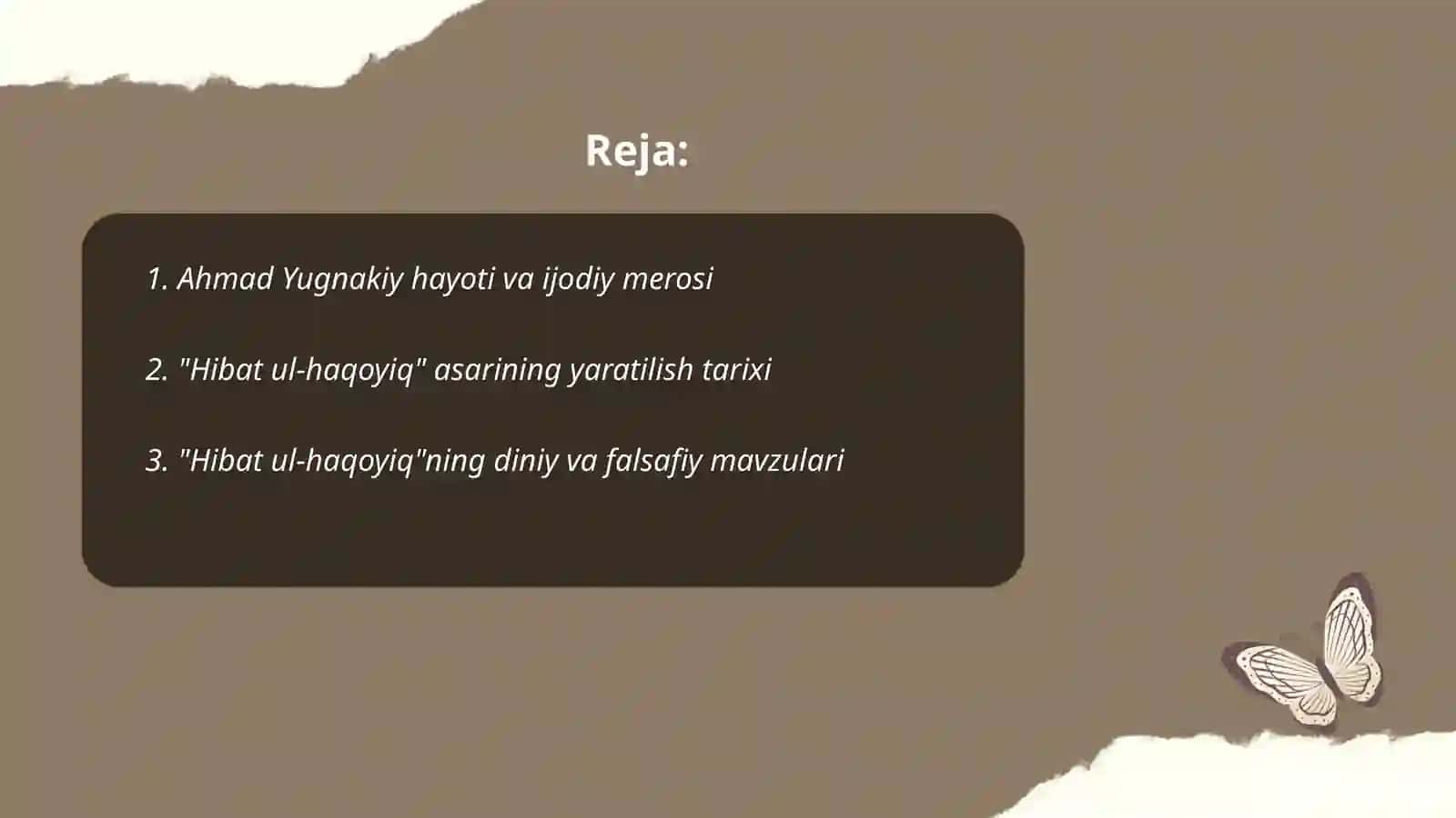 "Hibat ul - haqoyiq" asarining yaratilish tarixi 2