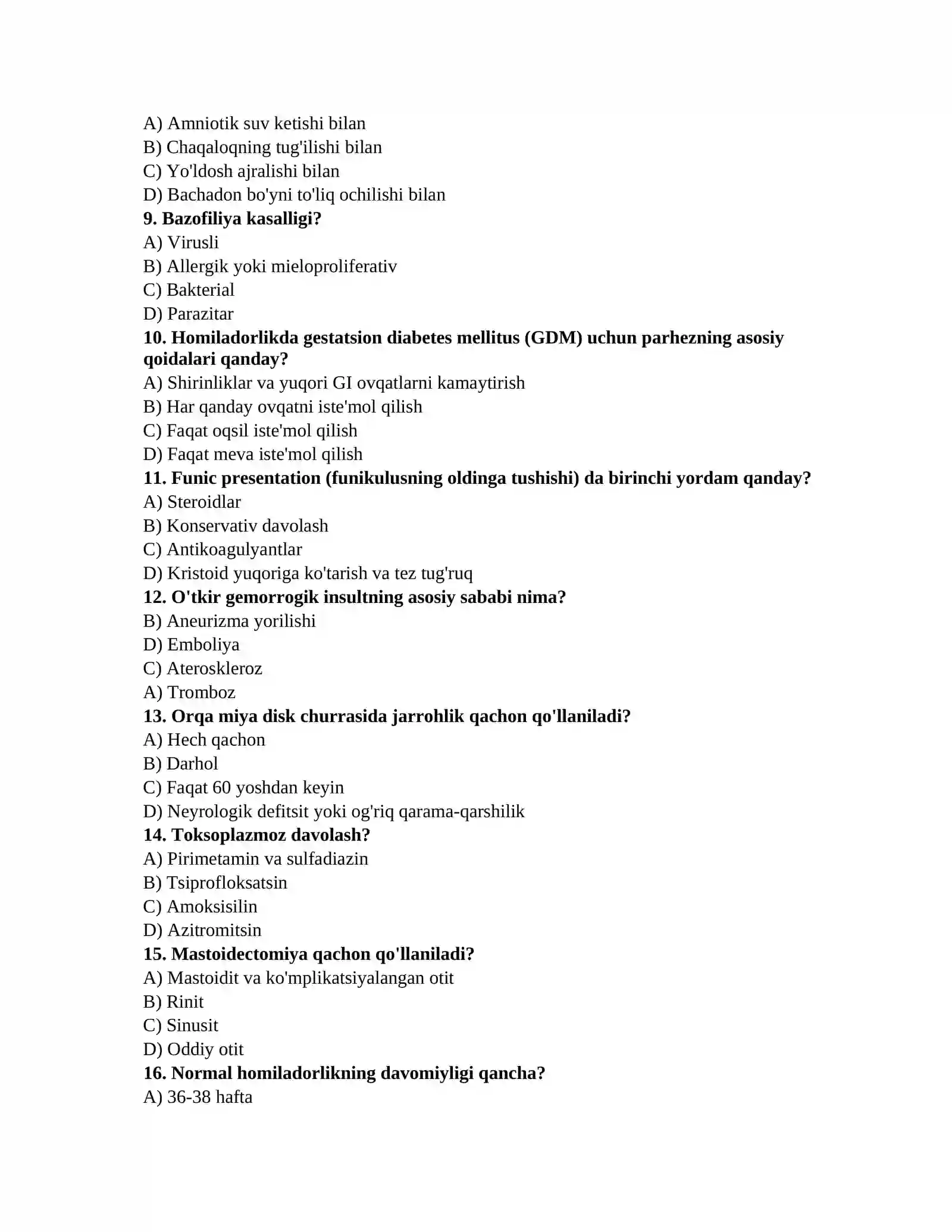 Klinik diagnostika savollari 2