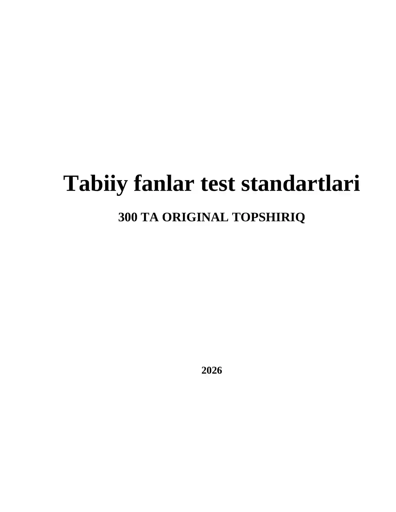 Tabiiy fanlar test standartlari 2
