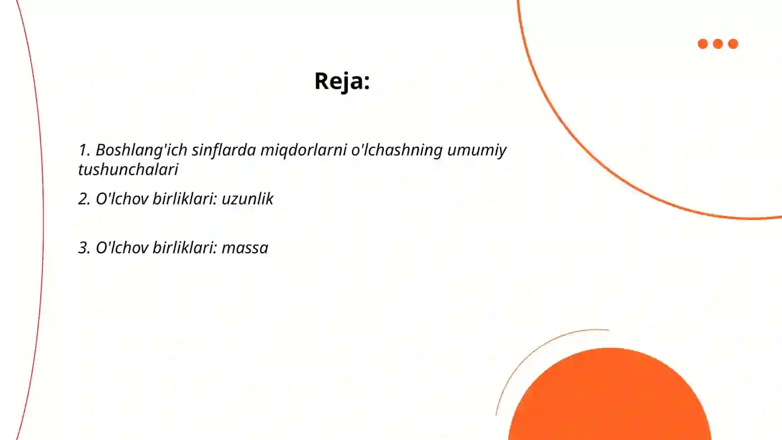 Boshlanĝich sinflarda miqdorlarni òlchash, òlchov birliklarining turlari orasidagi boĝliklar va ustida amallar bajarishga òrgatish metodikasi 2