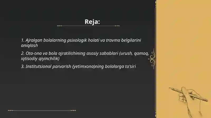 Bolalar va ota onalaridan ajratilgan yoki ajralgan bolalar 2
